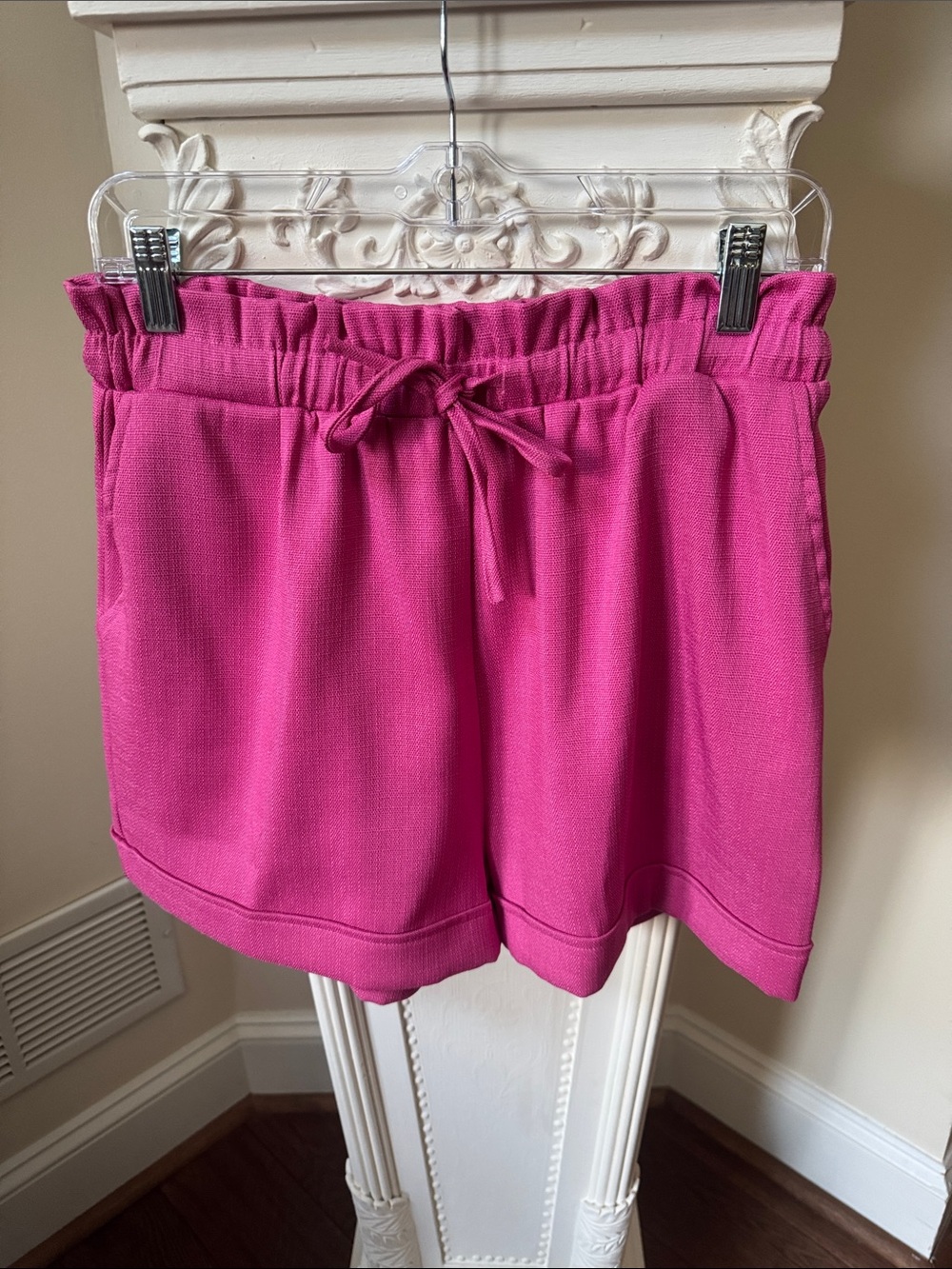 glam Hot Pink High-Waist Tie-Front Shorts